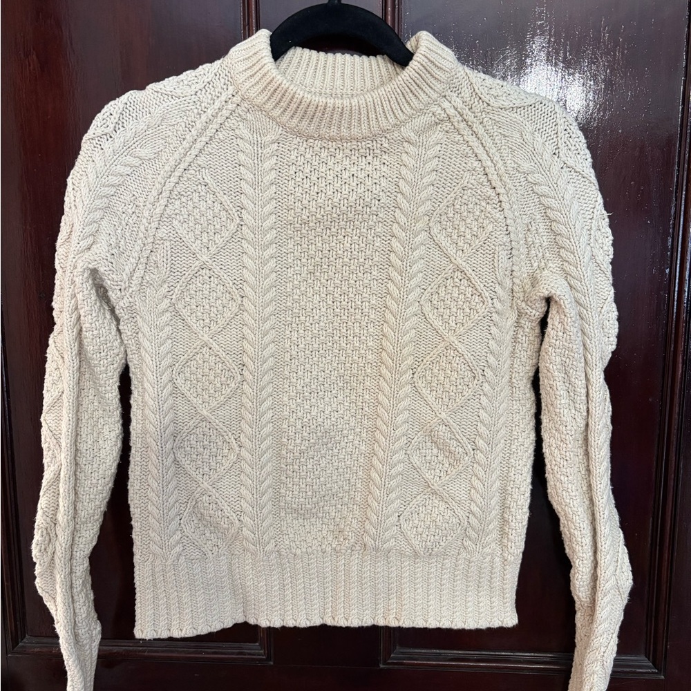 L.L. Bean Cream Cable Knit Sweater